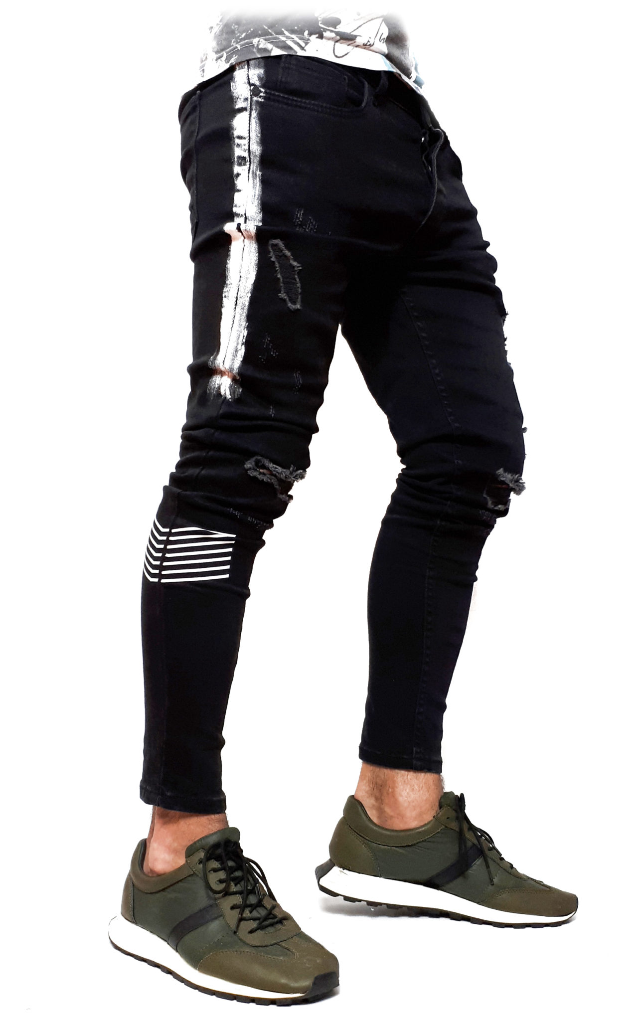 blugi negri linii imprimate mortal design