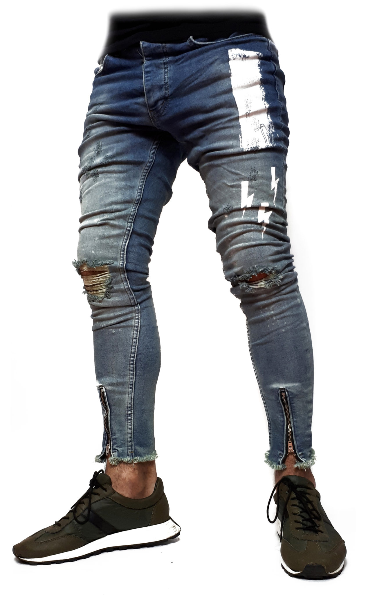 blugi print aplicat mortalskinny fit