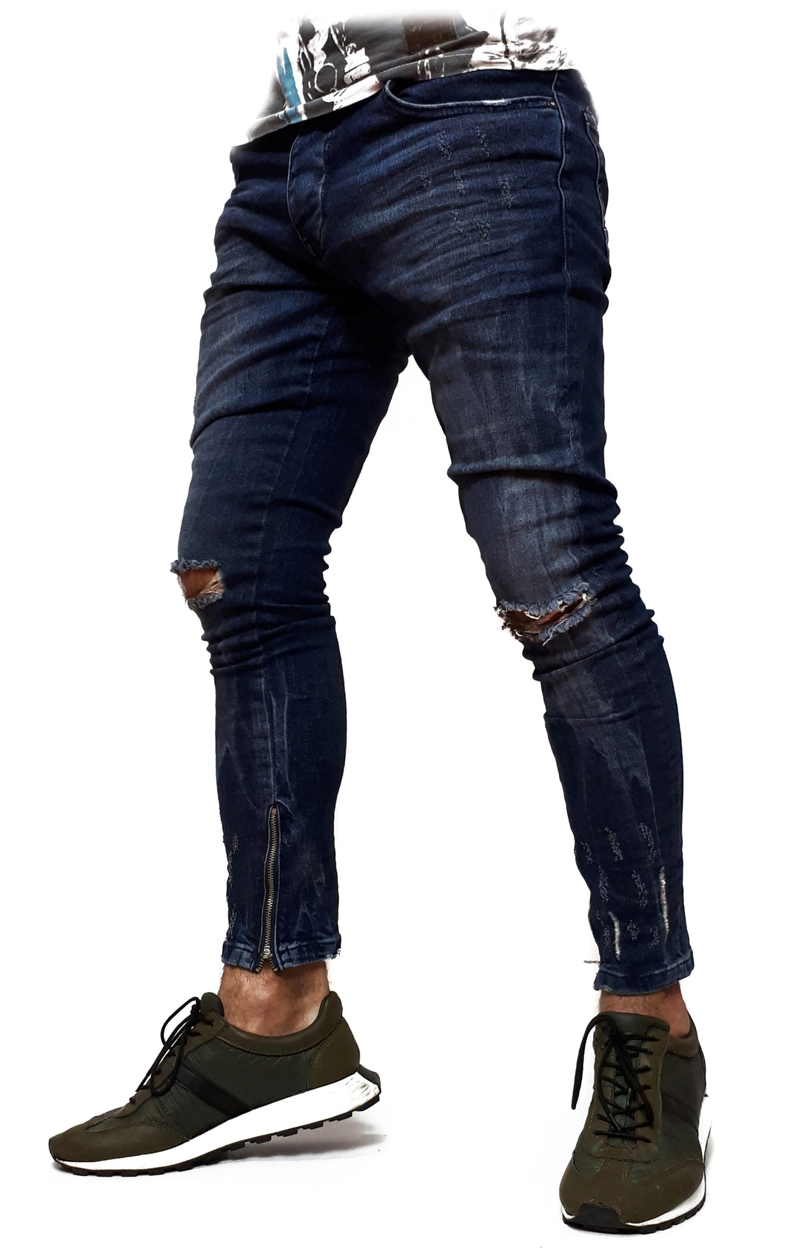 blugi rupturi genunchi fermoare mortal skinny