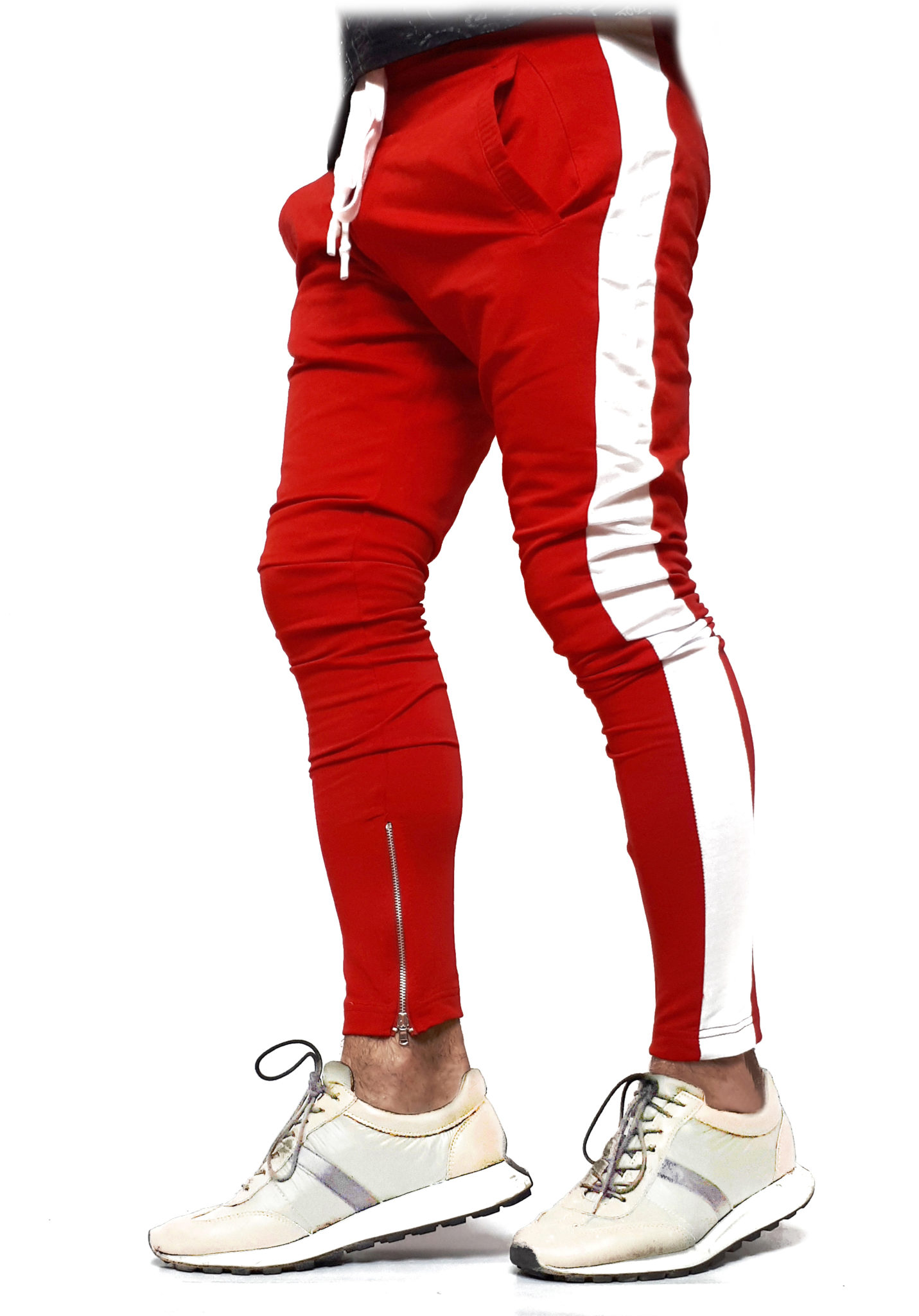 pantaloni sport rosi cu dungi laterale